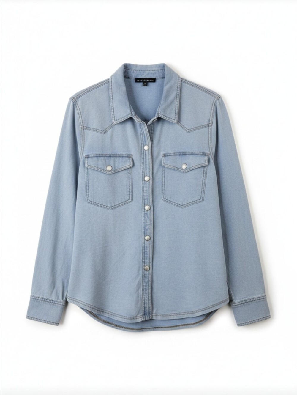 Jane + Delancey Women's XL Light Wash Denim Knit Western Button Front Shirt - Picture 1 of 5